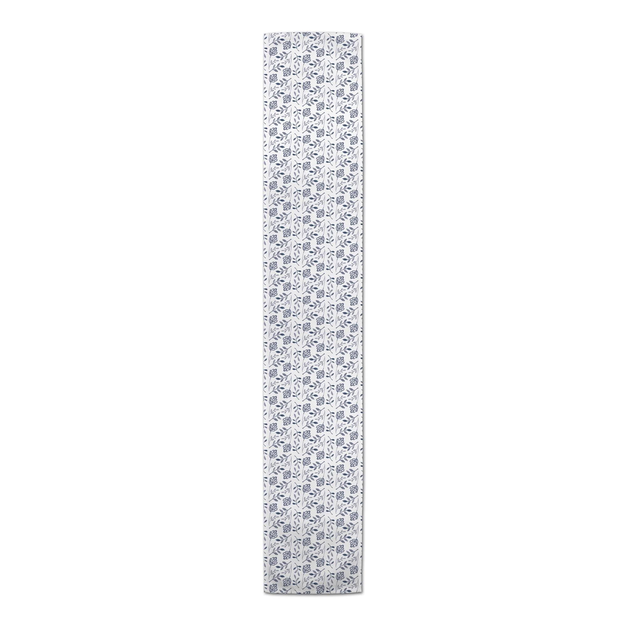 Navy Watercolor Florals Outdoor Table Runner